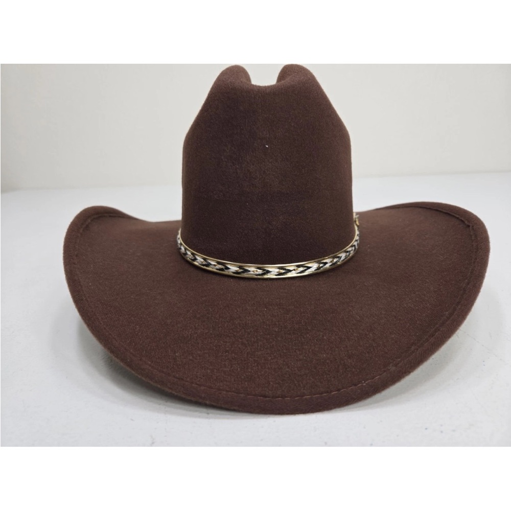 Alamo Hats Western Cowboy Hat Brown Metal Logo Iron Weave Size 6 5/8